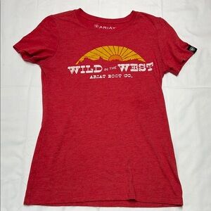 Ariat Red Graphic T-Shirt women’s size medium wild in the west spell out